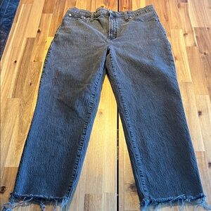 Madewell Mid Rise Wide Leg Raw Hem Jean